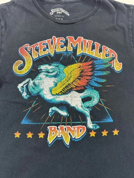 ⭐ Steve Miller Band Pegasus Graphic Tee Black Vintage Style M - Picture 2 of 6